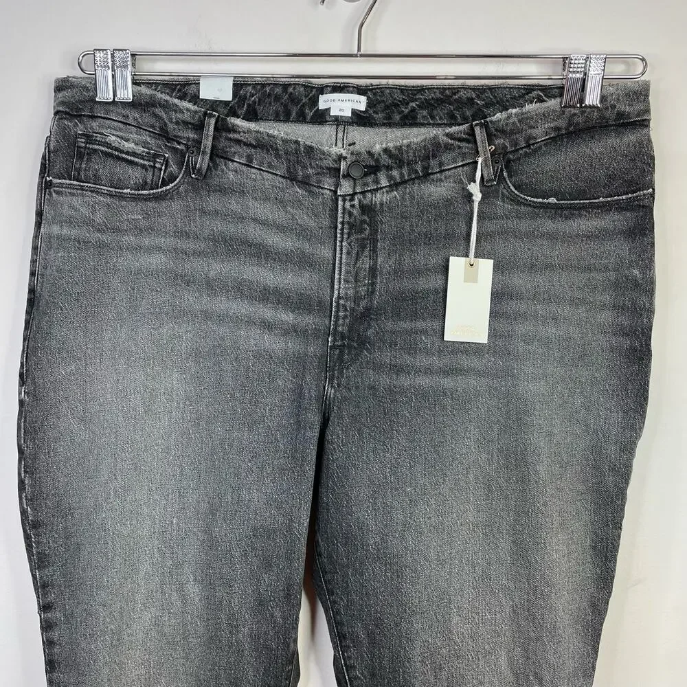 Good American Good Classic Low Waist Fray Black Gray Ankle Jeans womens 20 new - Picture 3 of 16